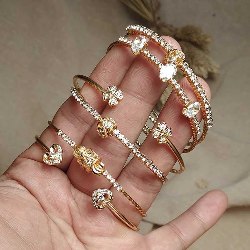 Dubai Gold Color Bangles For Women Men Copper Bracelets Can Open Girly BraceletX240925