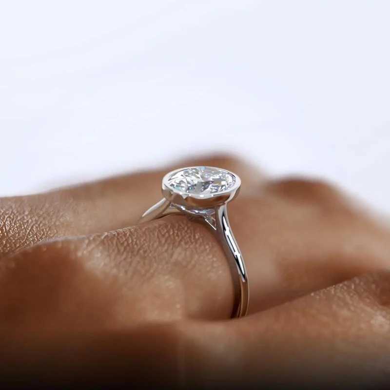 Anziw 100% genuine 925 sterling silver 4.5 carat oval cut cubic zirconia engagement ring for women sparkling laboratory diamond finger ring W240925