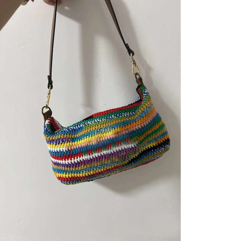 rainbow woven crossbody handbag for branded cotton design bags womens purse large capacity shoulder tote bag designer 1
