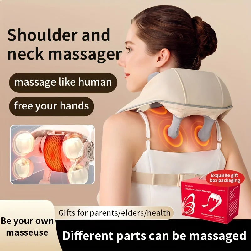 Electric Neck And Back Massager Wireless Shoulder Kneading Massage Pillow Cervical Muscle Relaxing Shawl 240919