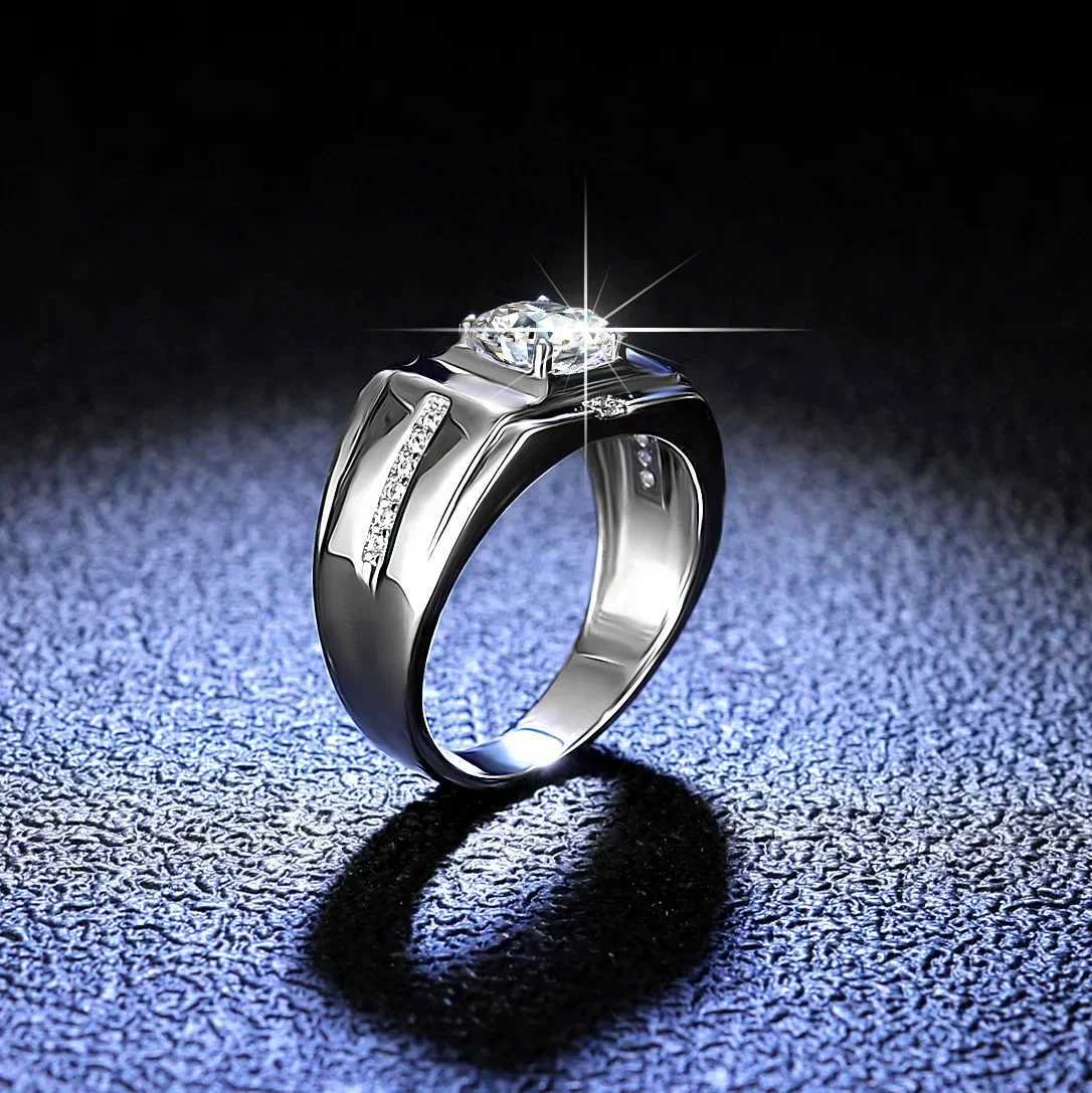 Solid 18K white gold ring 1CT Moissanite mens wedding ring stone certified natural diamond ring mens D color VVS1 jewelry W240925