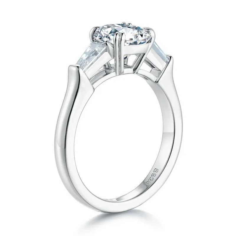 DEZO all silica womens engagement ring three stone solid 925 silver pad cut 2-carat VVS1 D color GRA certificate W240925