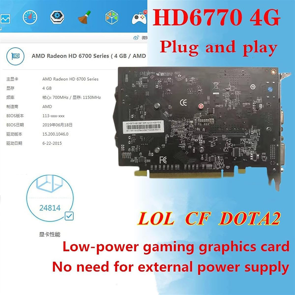 Video Card Original AMD HD6770 4G DDR5 Office Video Card ATI HD 6770 Game Graphics Card