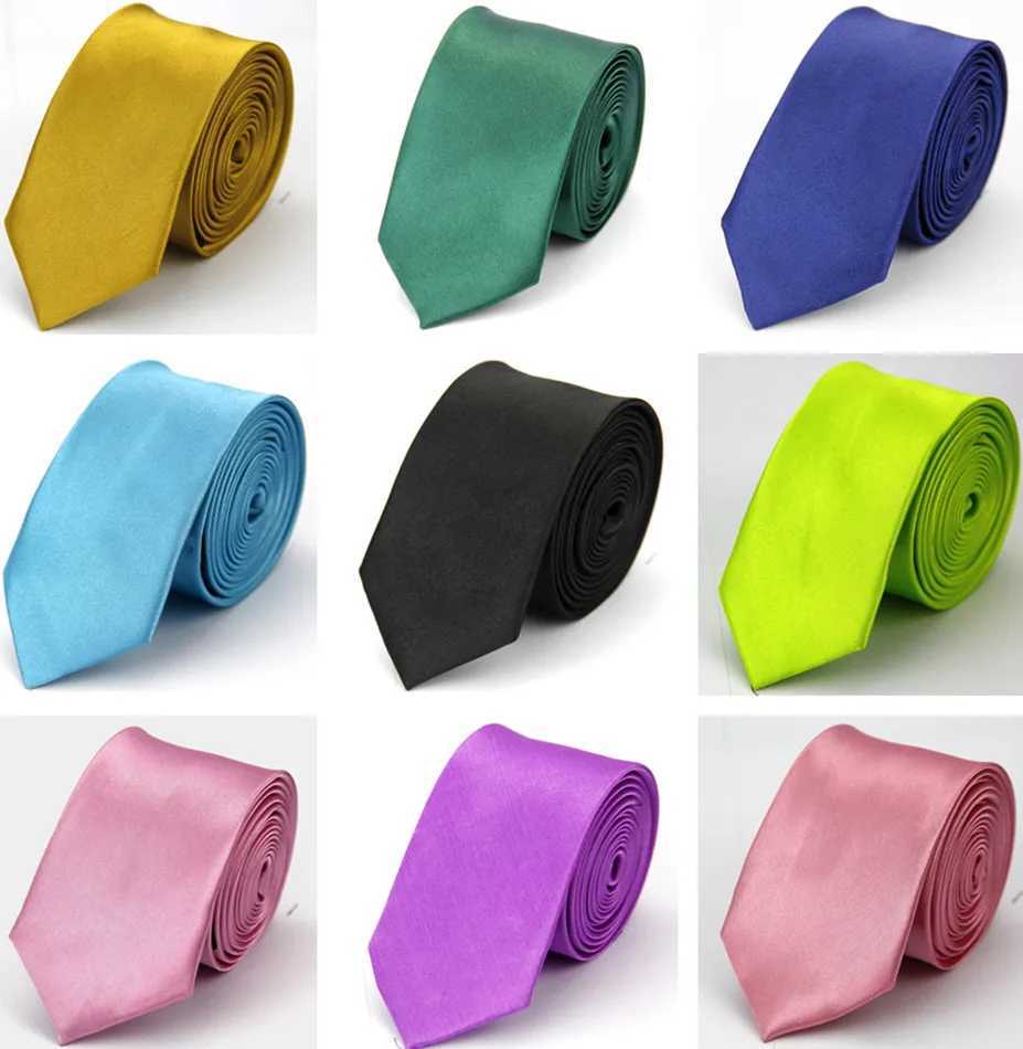 Mens narrow neck tie 5cm 2-inch ultra-thin wedding black and white red brown purple mens ten neck tie Y240925