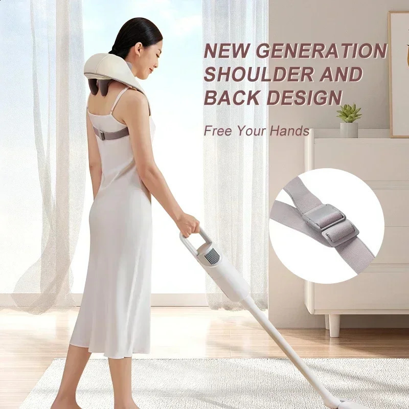 Electric Heat Neck Massage Shawl Shiatsu Kneading Cervical Spine Massager Car Home Back Shoulder Trapezius Muscle 240919