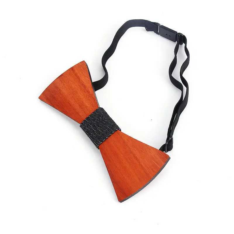 New Paisley wooden red tie mens plain weave tie wooden hollow chuck cutting flower design fashionable and innovative mustard tie Y240925