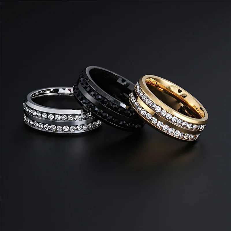 ZORCVENS New Fashion Gold and Silver Colored Stainless Steel Cubic Zirconia Finger Ring Fashion Jewelry Zirconia Wedding Ring W240925