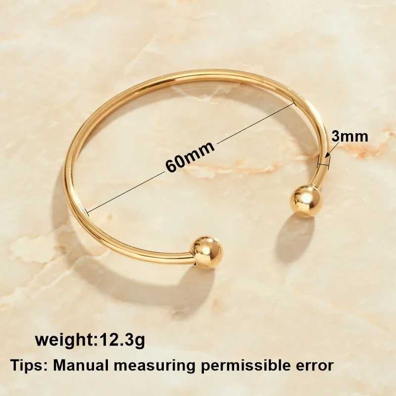 SOMMAR Fashion Gold/stainless_steel color charms bangle for female C-shaped open steel ball Wedding Bracelet WholesaleX240925