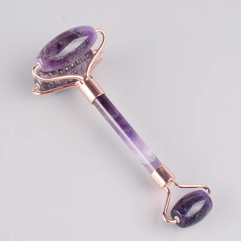 Sawtooth Double Large Drum Massage Tool Natural Amethyst Body Eye and Neck Treatment Stone Health Beauty Massage 240920