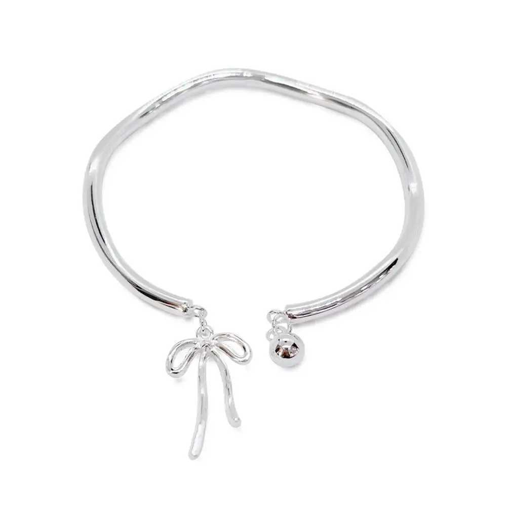 Silver Bow Knot Bell Bracelet Adjustable Open Bracelet Gift Jewelry Temperament Exquisite Romantic Simple B1U0X240925