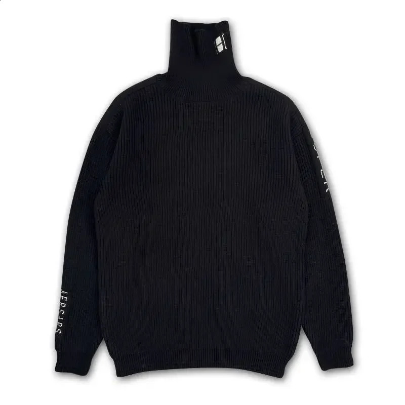 Mens knitted sweater turtle neck high neck black mens clothing floral jacket letter Maltry plus size casual S 240924