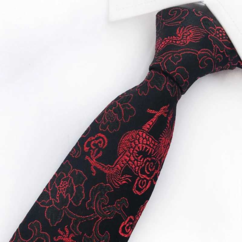 Special Design Red w 8CM Chinese Loong Brocade Fabric Mens Neckline Party Gift Fashion Tie Y240925