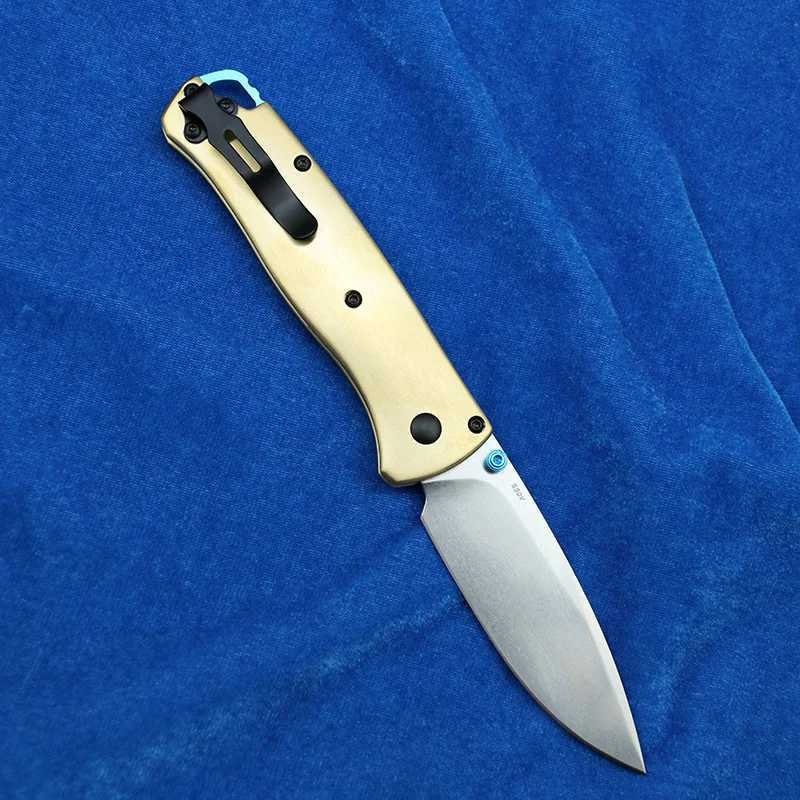 New Bugout 535 brass handle/carbon fiber 535-3 Mark S90V folding pocket EDC tool camping tactical outdoor utility knife CL240925