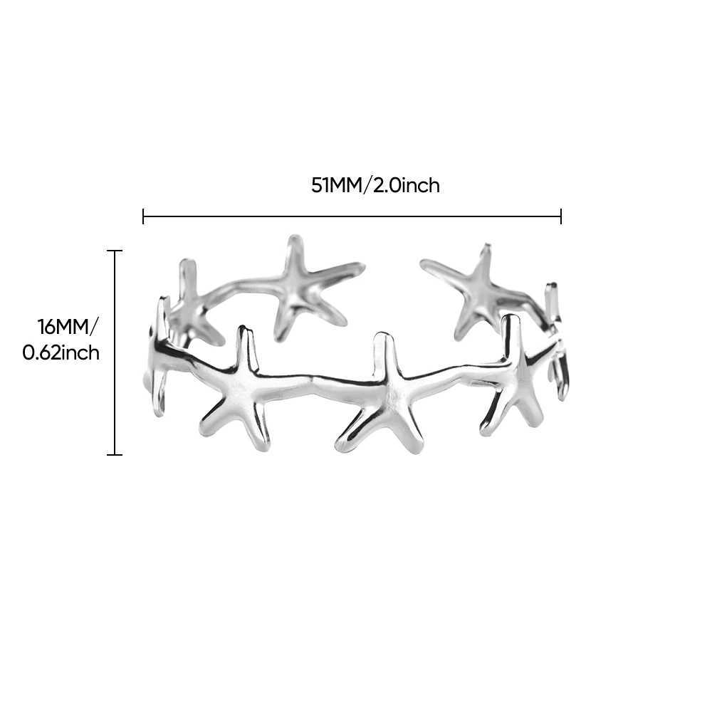 Stainless Steel Starfish Bangles For Women Lucky Stainless Steel Open Cuff Bracelets 2024 Trend Female Charm Jewelry Wrist AccesX240925