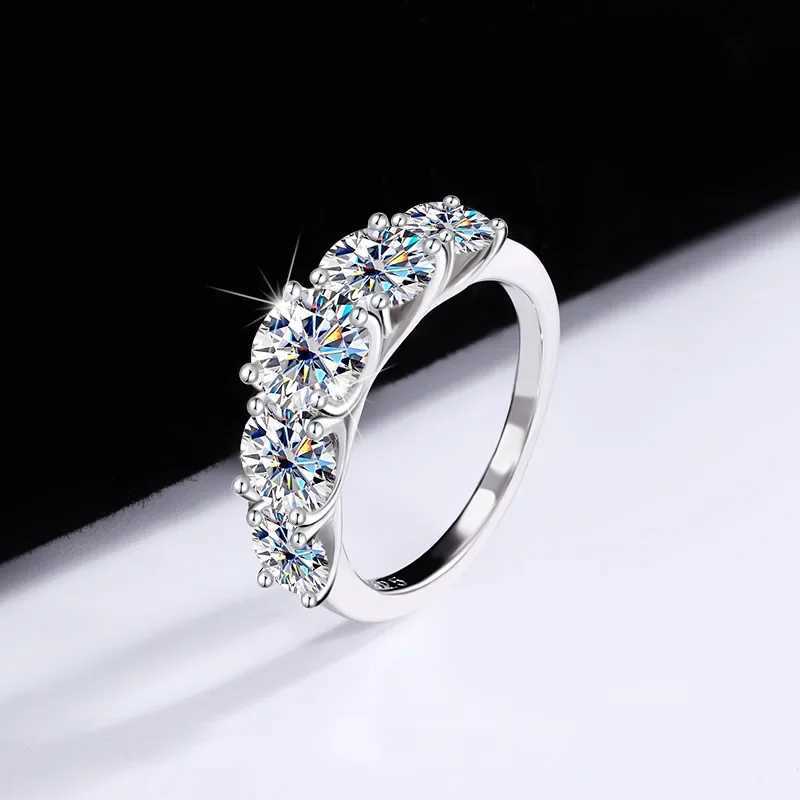 Super Luxury 18K white gold ring set with 5 sparkling diamonds all 5 carats VVS1 D silica womens wedding ring W240925