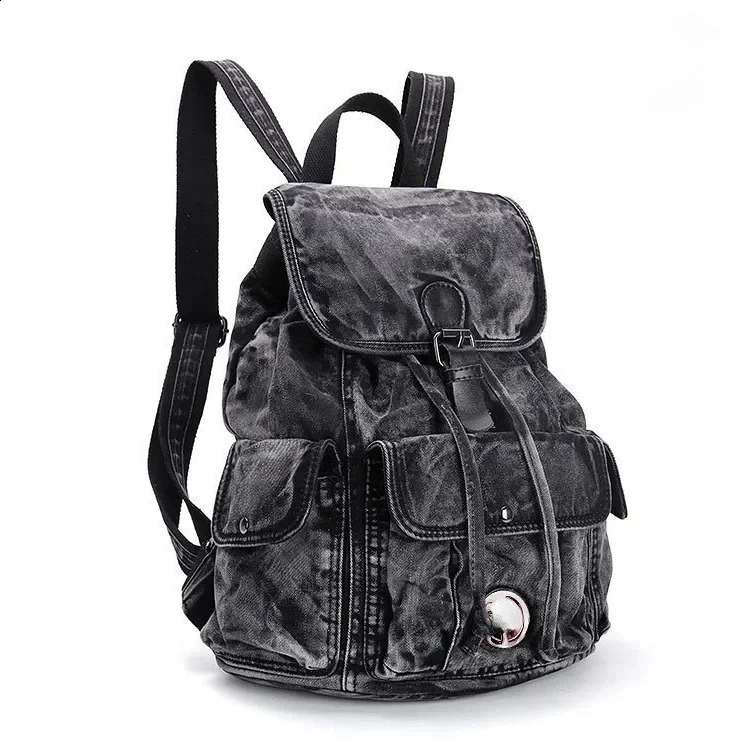 Ship from US Fashion Casual Denim Women Backpack Large Capacity Jean Bag Teenage Girls School Shoulder Female Backpack 250228FBB