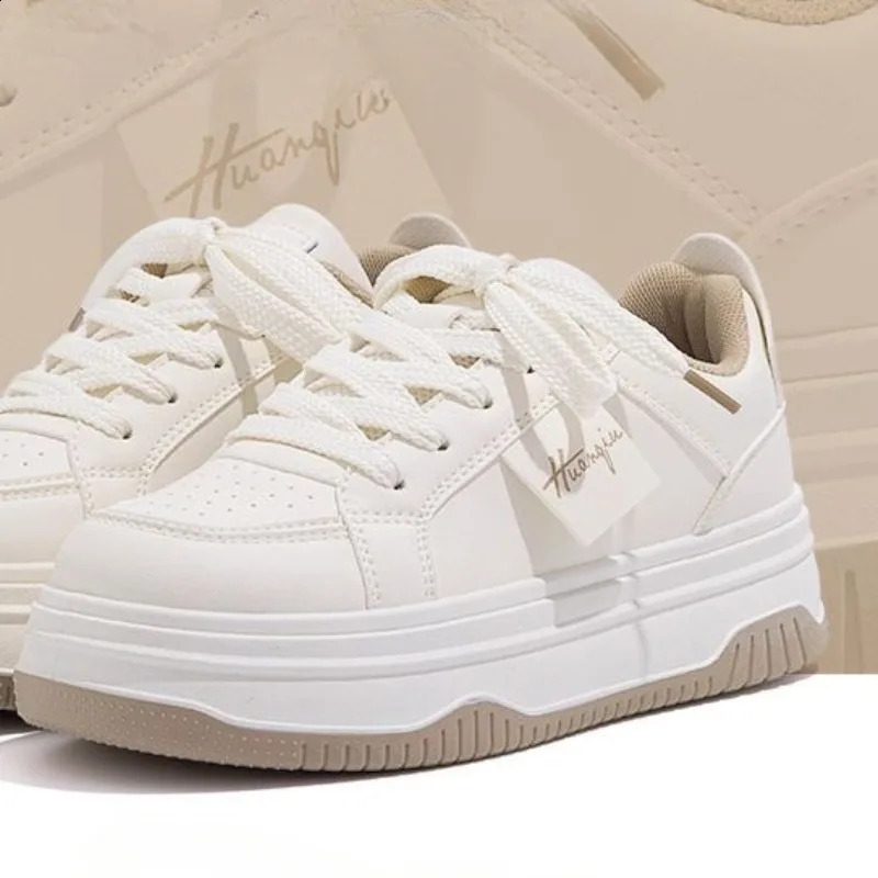 Spring Sports Running White Chunky Sneakers Women Shoes Platform Loafers Lace Up Flats Trend Spring Casual Mom Vulcanized Shoes 240921