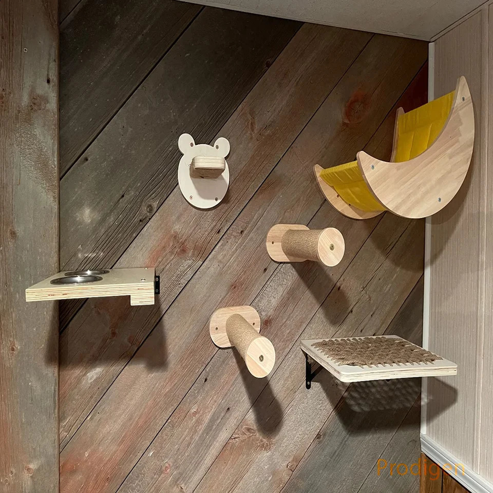 Wall mounted wooden cat house furniture scraper frame climbing ladder Perch cat bridge and jumping platform used for cats to play 240919