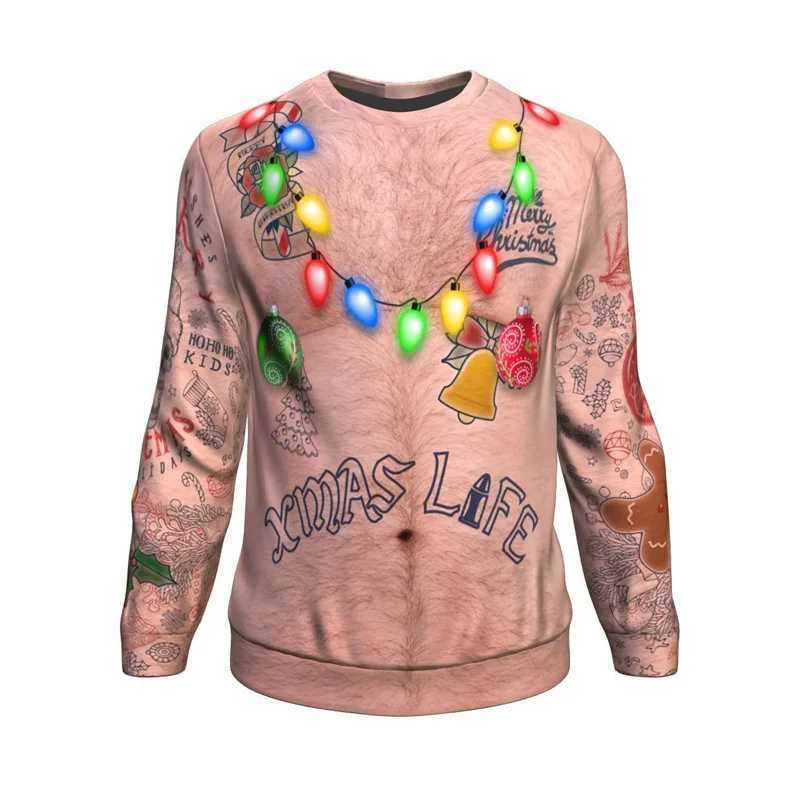 Autumn Mew 3D Happy Christmas Print Sweatshirts Santa Claus Xmas Graphic Round Neck Hoodies Kid Funny Ugly Christmas SweatshirtsX240925