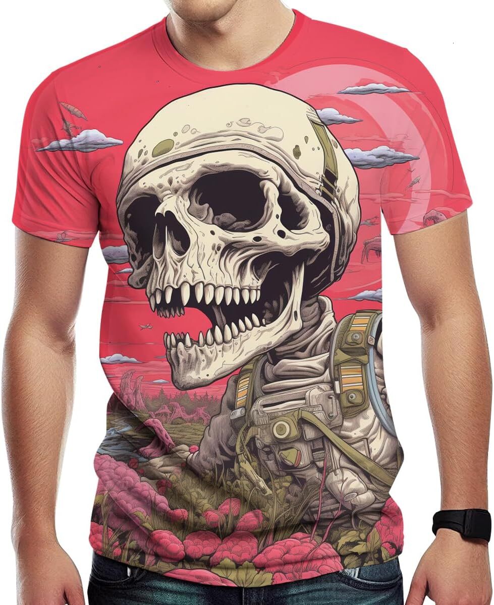 2025S Fashion Designer Mens T Shirt Dinosaur T Shirts For Men D Printed Psychedelic Graphic Shirts Novelty Skull Graphic Tee Casual Tops Summer Clothe