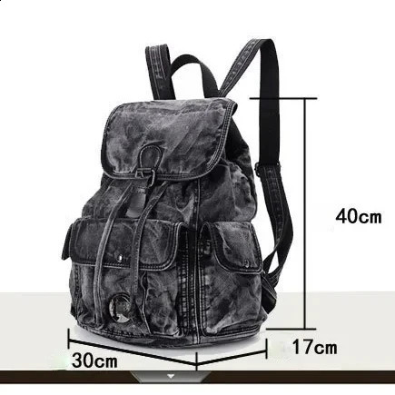Ship from US Fashion Casual Denim Women Backpack Large Capacity Jean Bag Teenage Girls School Shoulder Female Backpack 250228FBB