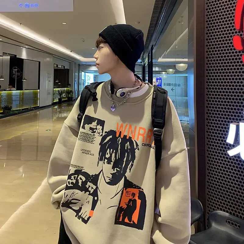 American sweatshirt mens winter loose and trendy Hong Kong style round neck trendy brand versatile youth Korean style jacketsX240925