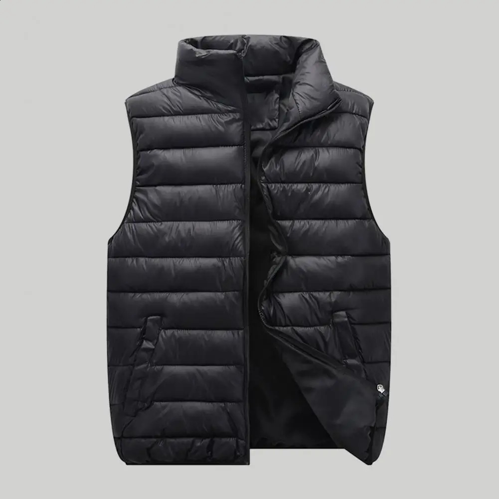 Winter mens duck down vest ultra light sleeveless inflatable fashionable jacket stand up windproof 240918