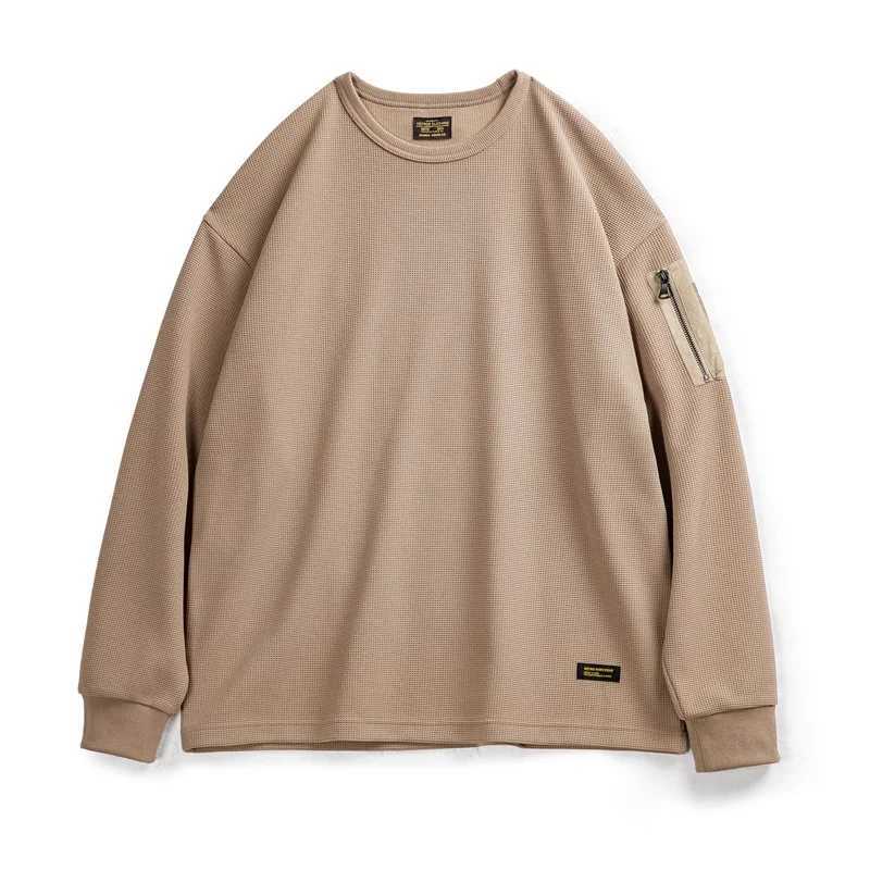 Maden Workwear Mountain Outdoor MA1 Waffle Sweatshirt Functional Wind Drape Versatile Round Neck Long-sleeved T-shirt MenX240925