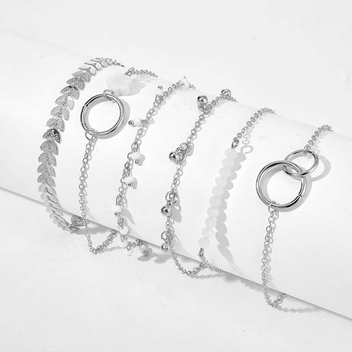 Tren 6-Piece Stackable Bracelet Set with Adjustable Geometric Tassel Design - Perfect for Everyday Special OcnsXJ241214