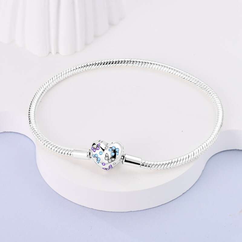 Sunflower Snake silver bracelets 925 Sterling Silver Heart Butterfly Bracelets with Sunflower Ladybug Fit Originals Charms beads DIY For Women Jewelry