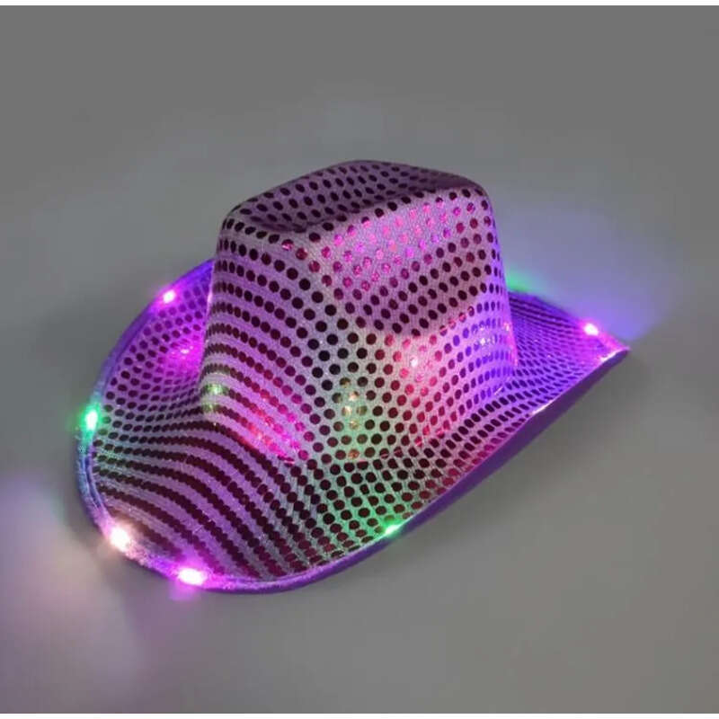 LED Flashing Shinny Cute Hat Light Up Sequin Cowboy Hats Luminous Caps Halloween Christmas Costume Supplies Fy7970 s