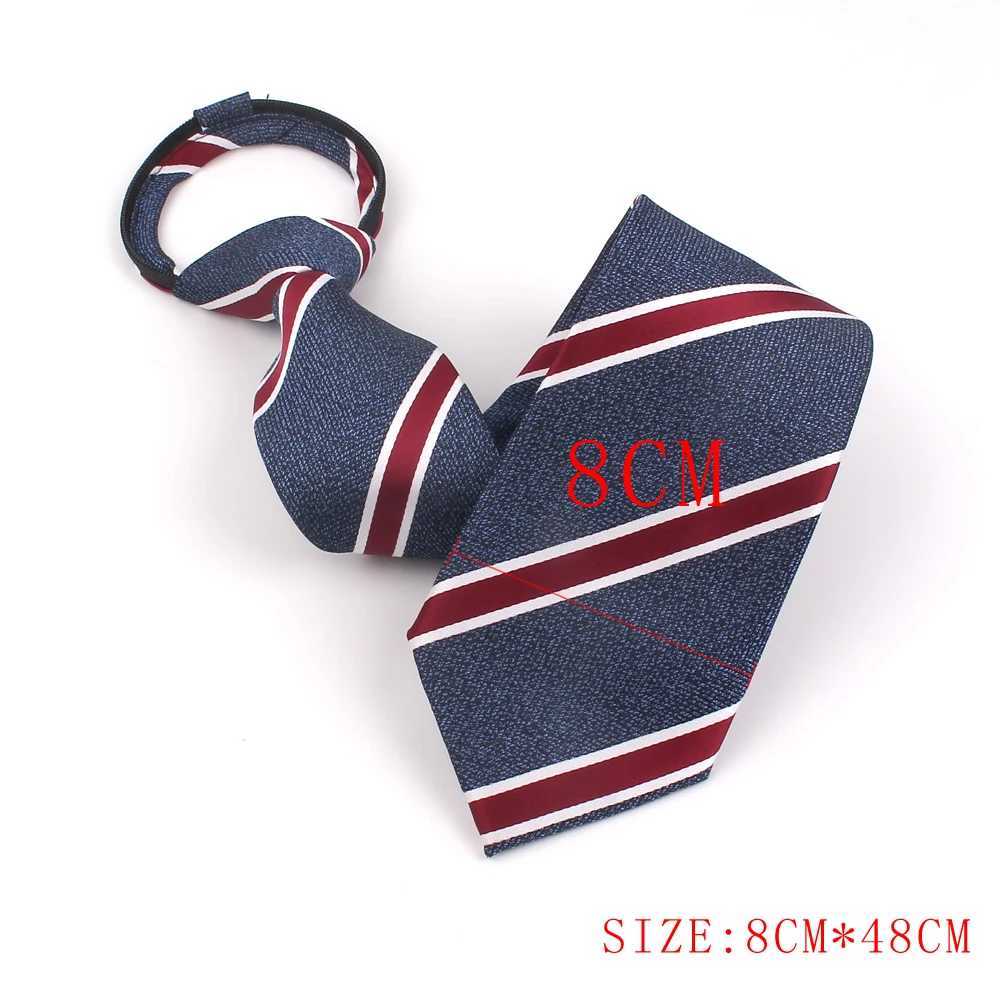Mens zipper tie dress flat neck tie simple checkered tie student tie party tie Gravata striped tie Y240925