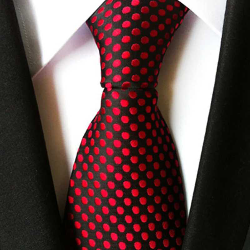 GUSLESON fashion casual 8cm blue and red floral polka dot necklace mens business gift wedding formal tie accessories Y240925