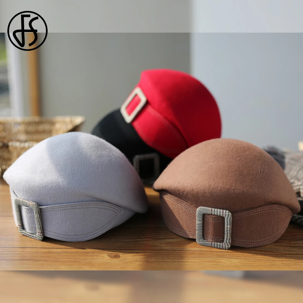FS Retro British Womens Top Beret Wide Bow Conical Bowling Ball Fedoras Womens Soft Padded Derby Hat Wool Felt Cloche Hat Winter 2024 240921