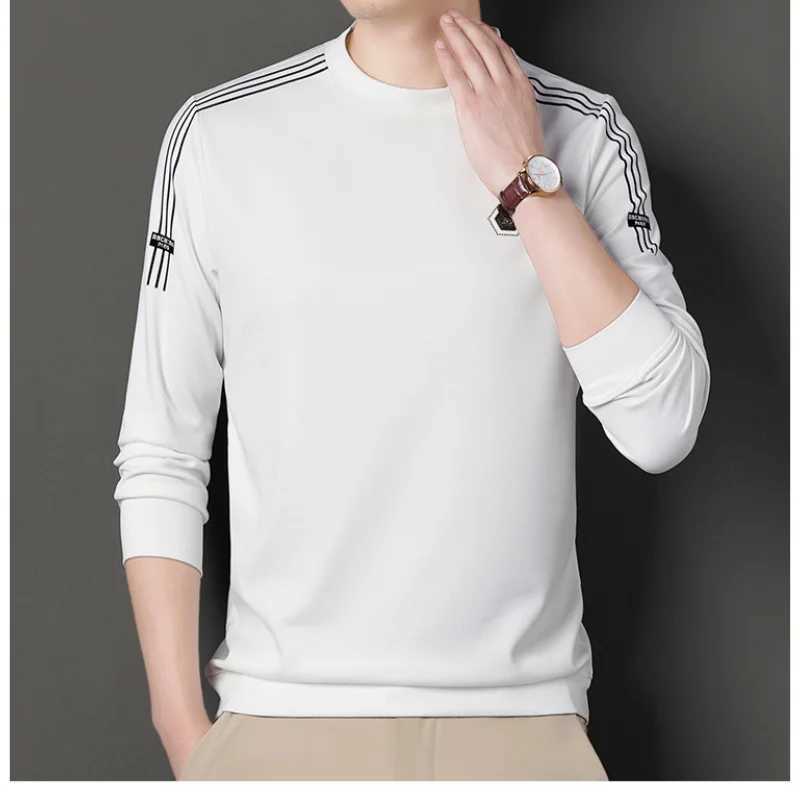 Mens Clothing Temperament Commuting 2023 Autumn and Winter New Fashion Versatile Round Neck Long Sleeve Solid Color PulloverX240925