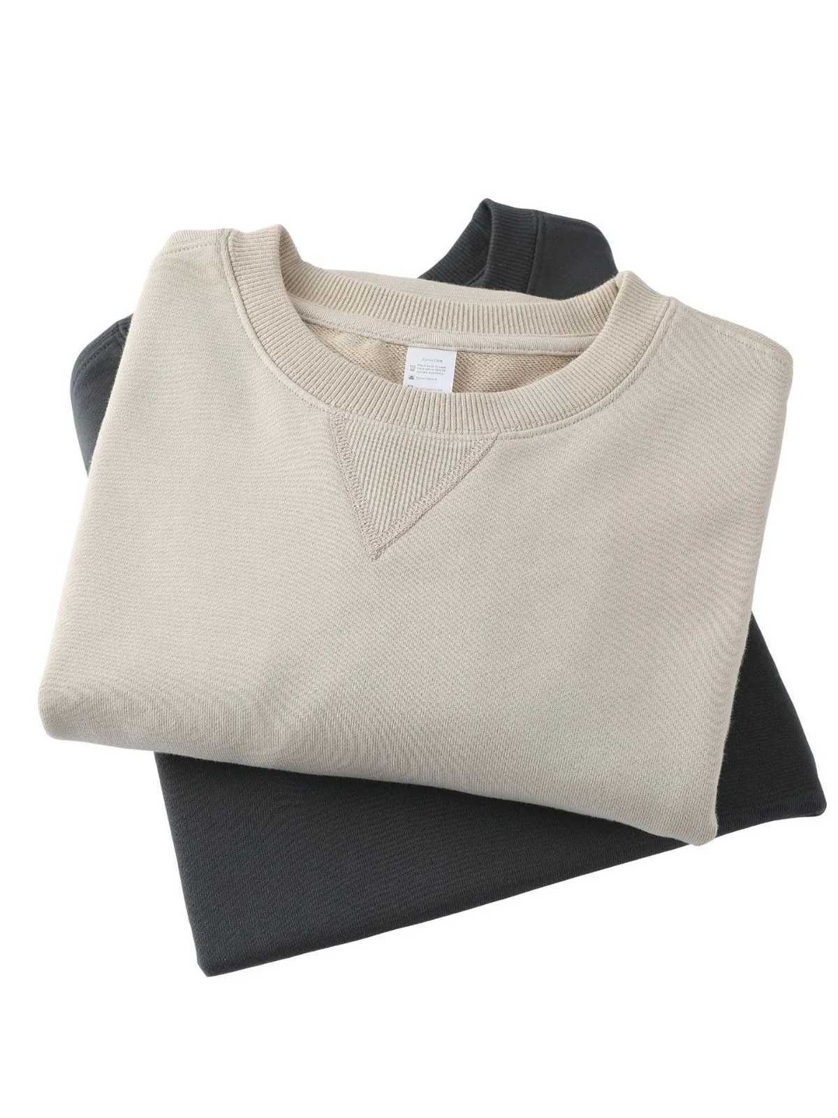 13.4oz Autumn Winter Couples Sweatshirts Pure Cotton Solid Retro Round Neck Sweater Top Mens Simple Pullover Casual SportwearX240925