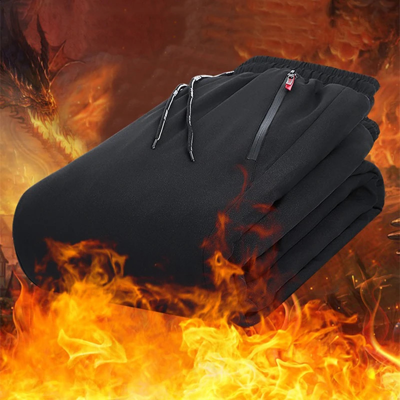 Men Winter Warm Pant Thicken Waterproof Down Cotton Lined Casual Sport Pants Joggers Trousers Cotton-padded Solid Lace-up Pant 240914