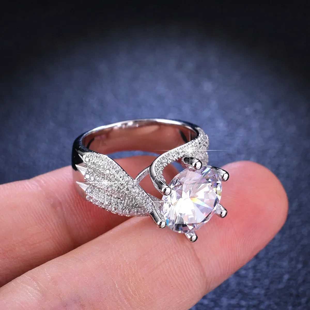 Luxury platinum Pt950 18k 5-carat all Mo silica diamond ring womens D-color jewelry wedding engagement ring gorgeous W240925