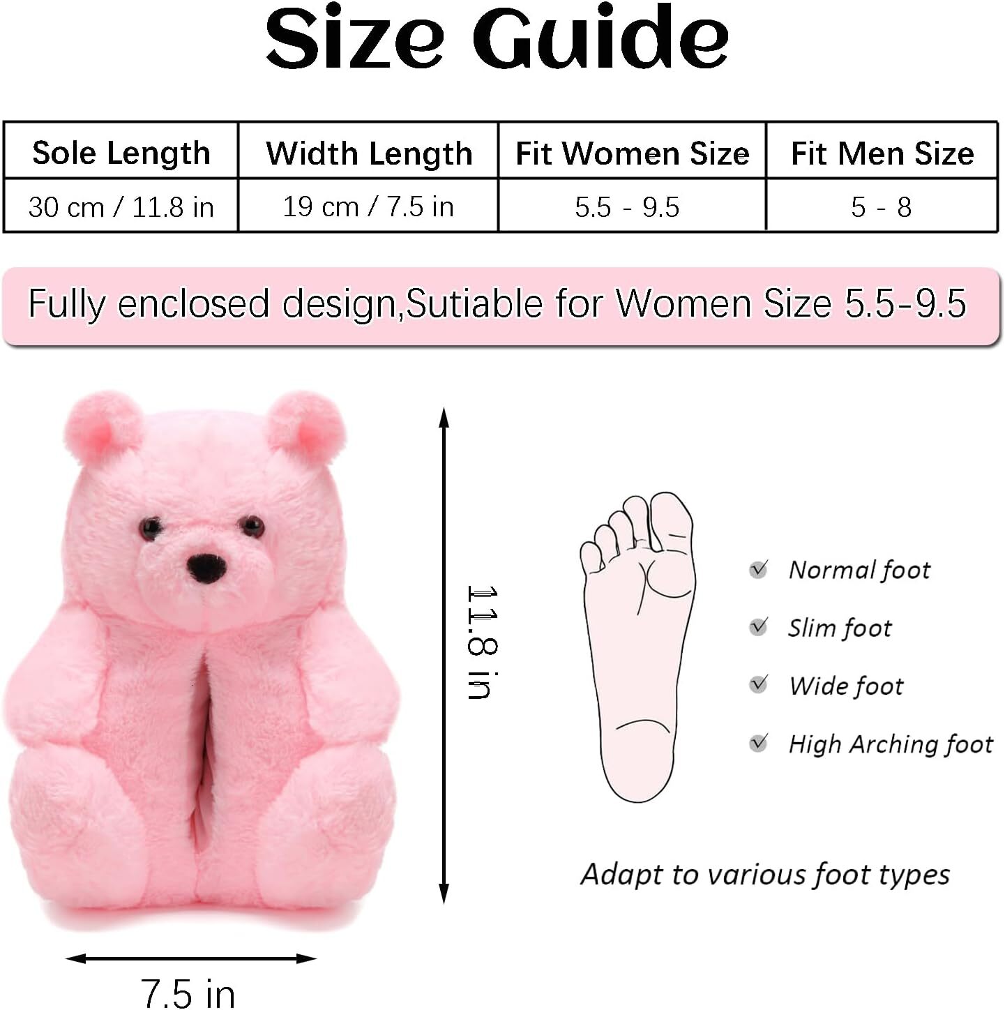 Teddy Bear Slippers Cute Plush Stuffed Animal Slippers Pig Slides Funny Fluffy House Bedroom Sandals for Women Teen Girl Trendy Stuff Christmas Hallow