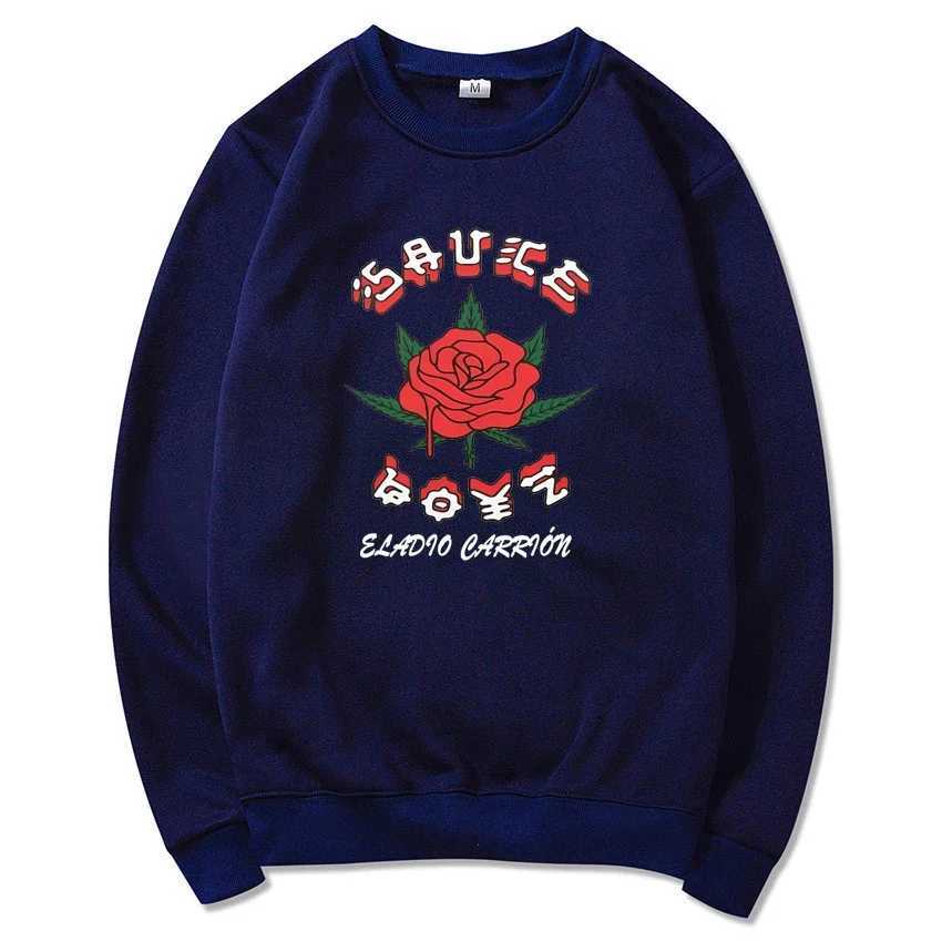 Autumn and Winter Casual Fashion Sweatshirt Eladio Carrion Sauce Boyz Rose Print Sweatshirt Round Neck and Hooded SweatshirtX240925