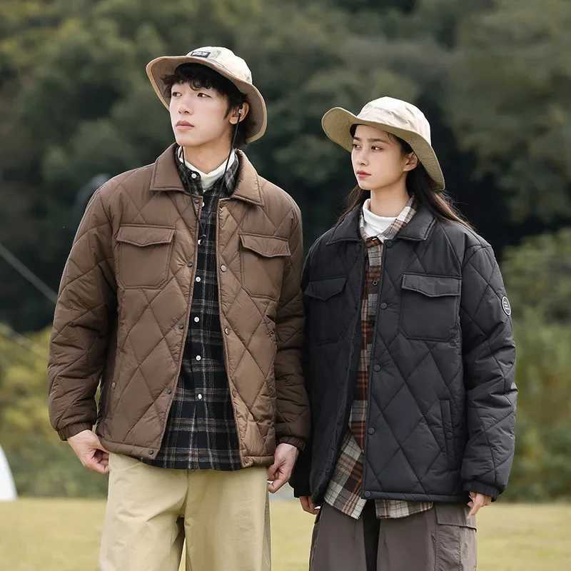 Mens classic winter jacket loose blanket cotton padded jacket womens pocket goods retro casual warm jacket mens new style Y240925