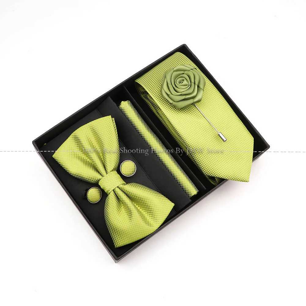 Great Quality Birthday Gift Tie Hanky Cufflink Set With Box Slim Plaid Necktie For Men Formal Clothing hbre Gift for Boyfriend Y240925