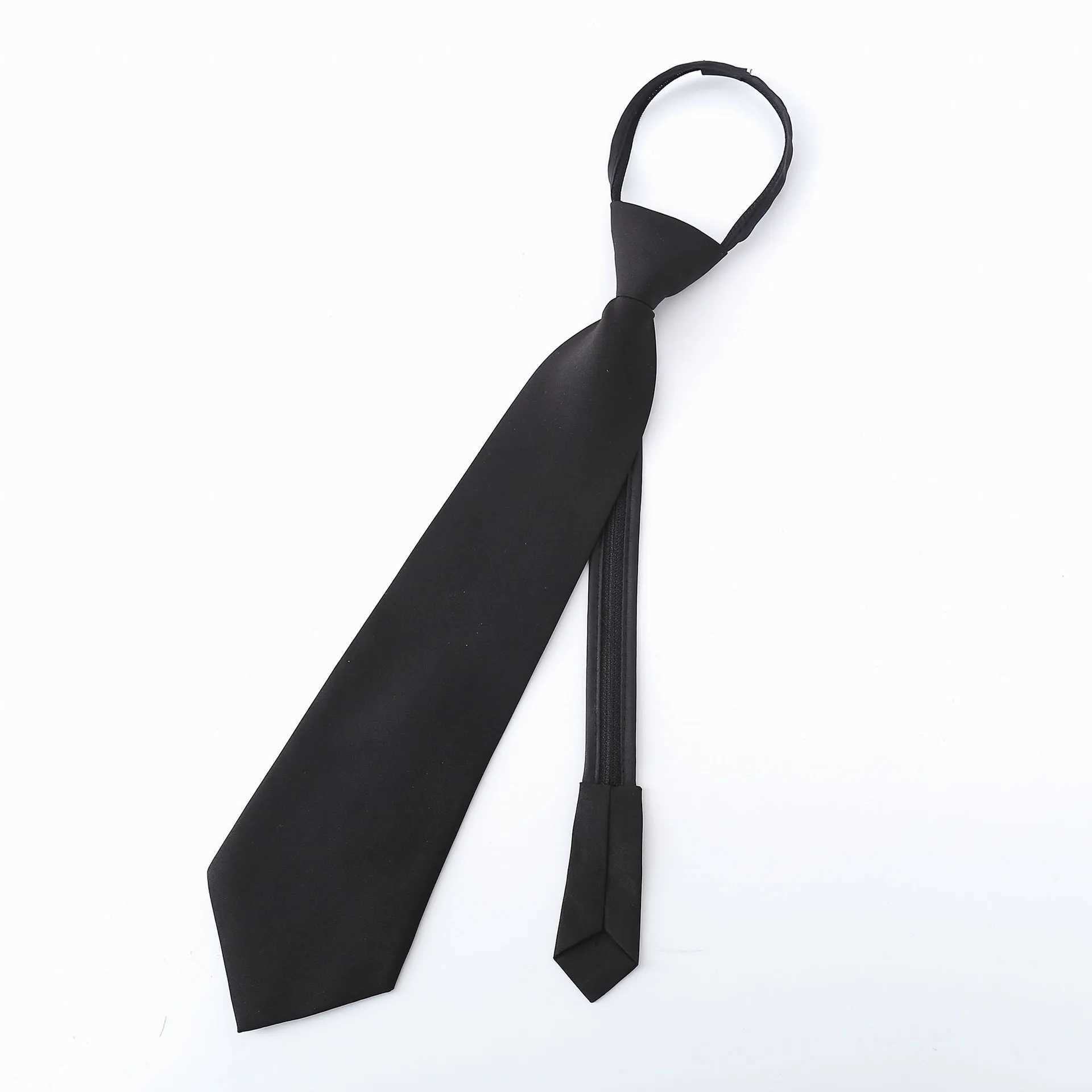 Red and black clip on tie mens safety tie Wenmen butler matte black collar black funeral tie clothing accessories Y240925