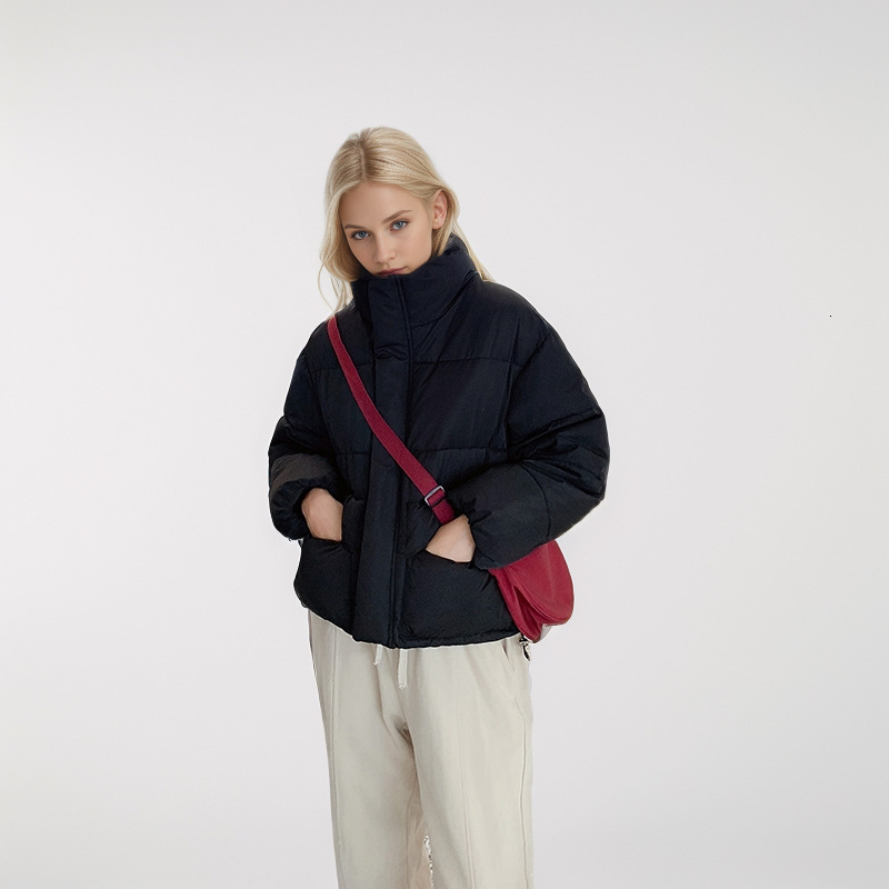 Puffer Jacket Winter Clothing New Korean Version Milk Fufu Light Blue Stand Collar Thick Down Cotton Jacket Short Bread Jacket Cotton Jacket for Women