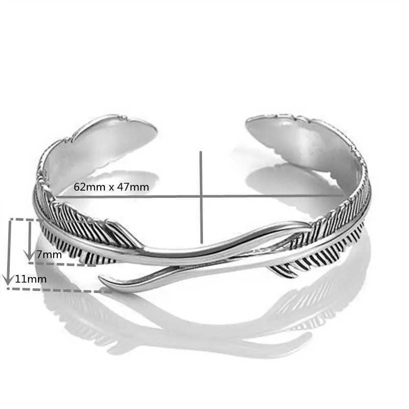 Fashionable Silver-Plated Feather Open Bracelet Wings Cuff B Angles for Men and Women Punk Trend Casual JewelryX240925