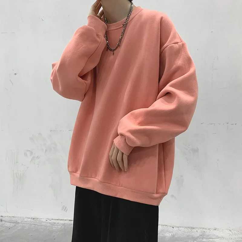 Autumn Mens Hoodies Sweatshirts Casual Fit Hong Kong Style Couple Matching Korean Trendy Oversize Round Neck JacketX240925
