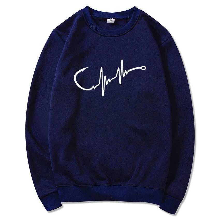 Autumn and Winter New Heart Line Fishing Hook Mens and Womens Round Neck Hoodies Fashion Shirts Casual Round Neck HoodiesX240925