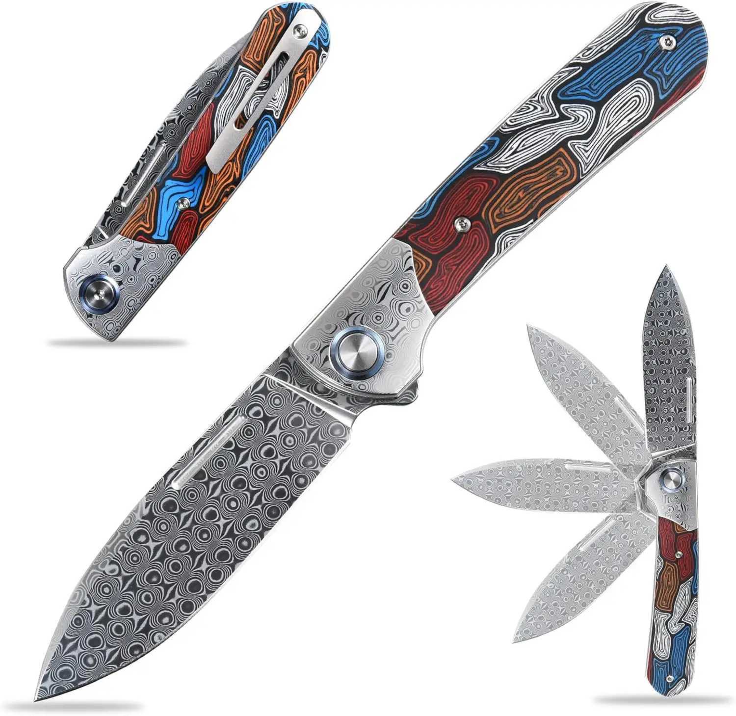 New Sitivien ST256 Pocket Knife Damascus Steel Knife Color G10 Handle Folding Knife EDC Work Outdoor Camping CL240925