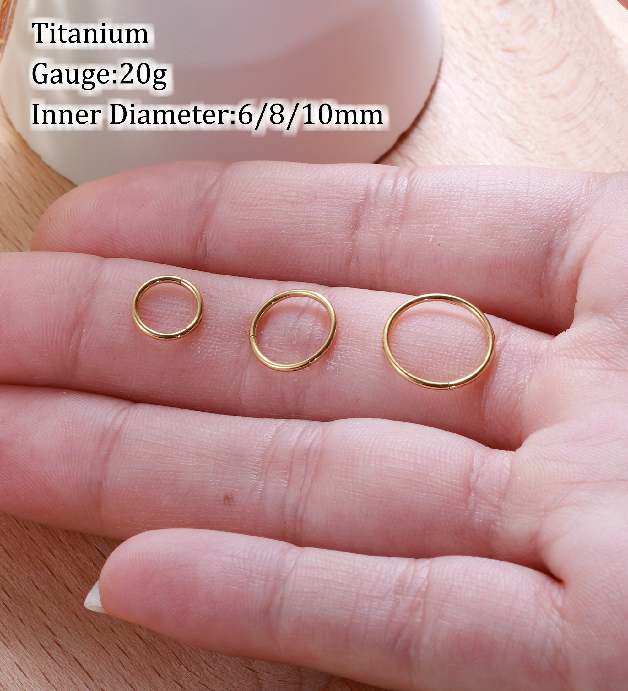 TUPMI Titanium Nose Rings Hoops 20G Hinged Nose Piercing Hoop G23 Septum Click Nose Rings Lip Rook Lobe Tragus Helix Daith Conch Cartilage Hoop Earrin