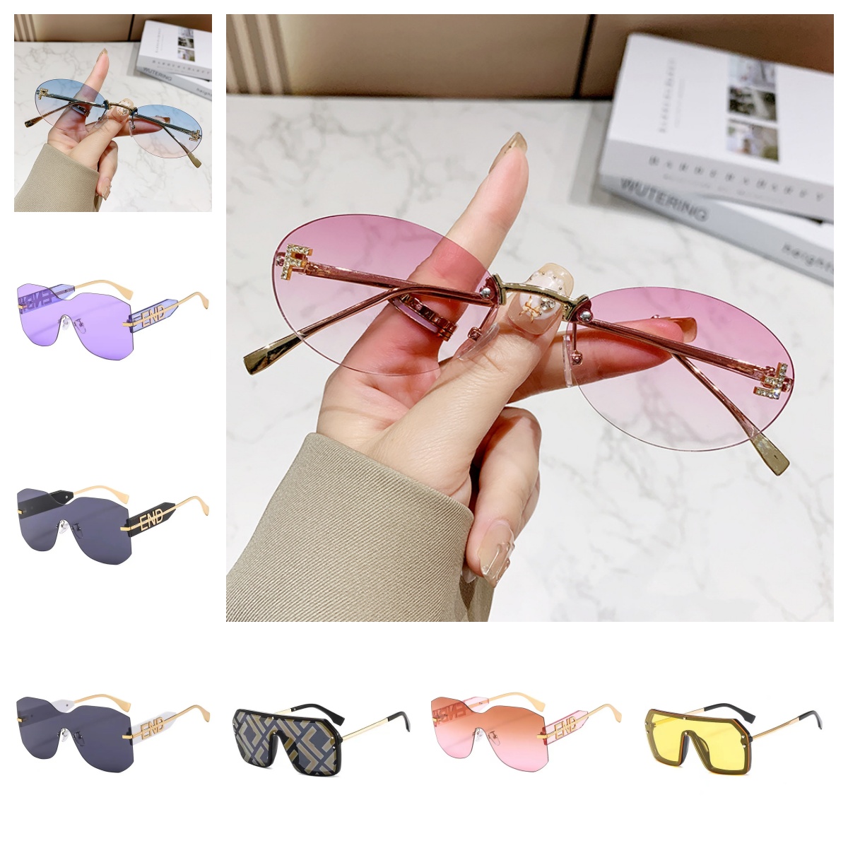 Fashion sunglasses designer men sun glasses oval frame luxury cat Eye sun womens anti-radiation plate high grade UV400 personality retro glasses Sonnenbrille pj1